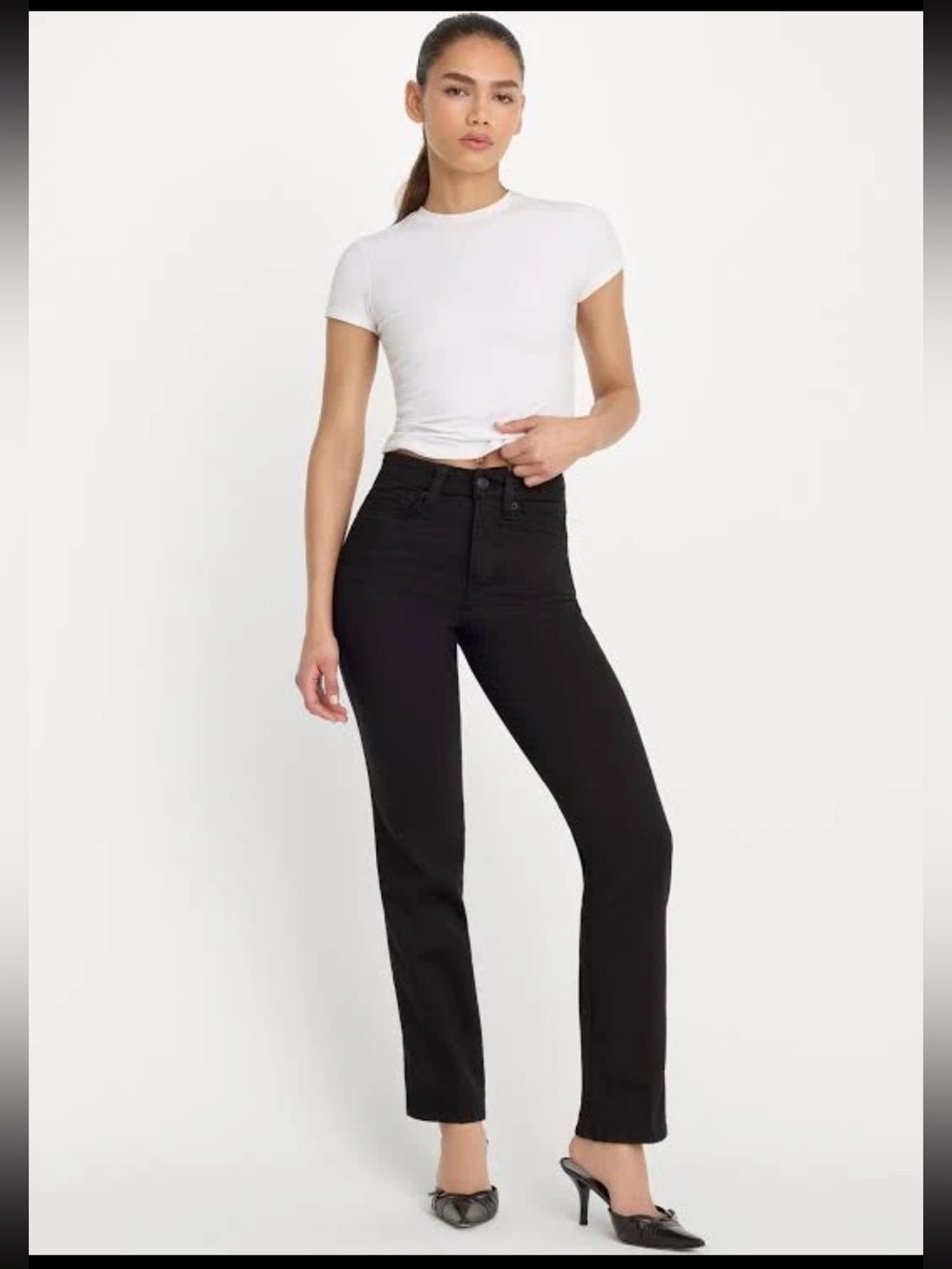 Good American Good Curve Straight Never Fade Black Jeans High Rise 14/32